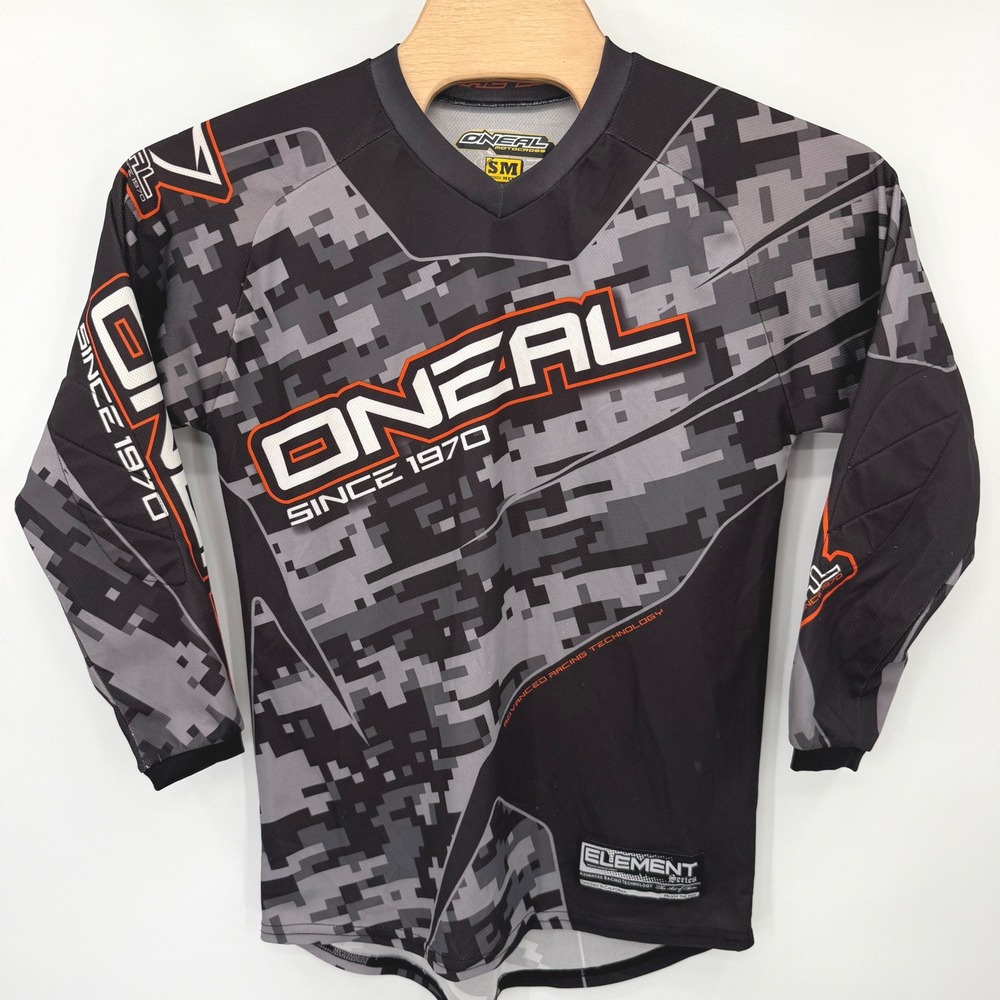 O'Neal Motocross Jersey Mens Small Black Element Series Digital Camo Padded MX